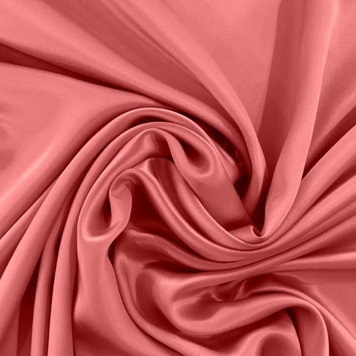 Salmon pink satin fabric 100% silk