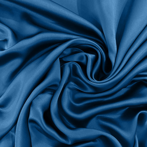 Tissu satin 100% soie bleu
