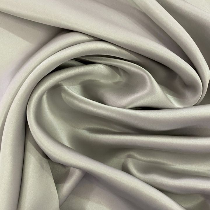 Grey satin fabric 100% silk