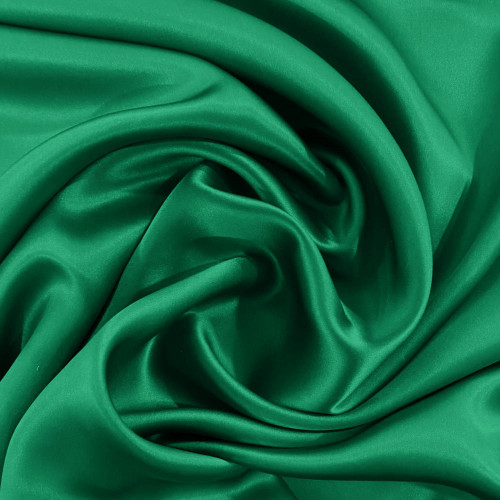Emerald green satin fabric 100% silk