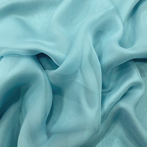 Sky blue 100% silk chiffon