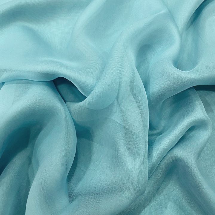 Sky blue 100% silk chiffon