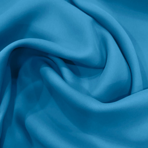 Azure blue 100% silk crepe fabric