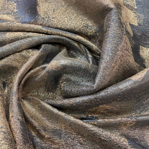 Gray/silver geometric lamé silk jacquard fabric