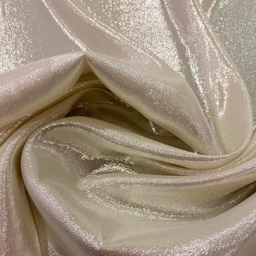 Tissu crêpe de soie métallisé blanc nacré