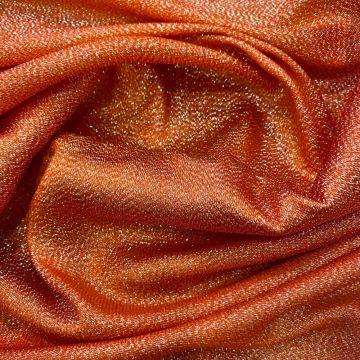Orange geometric lurex silk crepe fabric