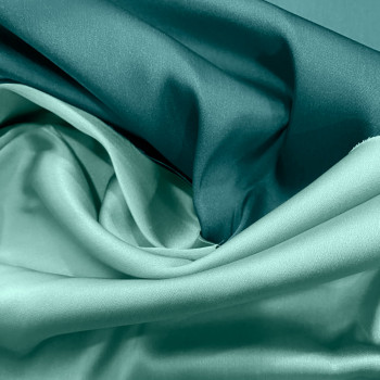 Tissu satin duchesse double-face bleu canard/vert Nil