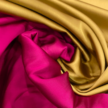 Tissu satin duchesse double-face fuchsia/or