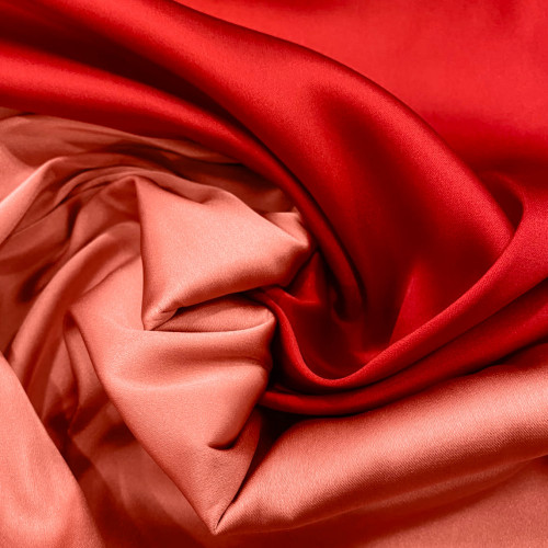 Tissu satin duchesse double-face rouge/saumon