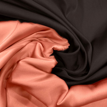 Tissu satin duchesse double-face marron/abricot