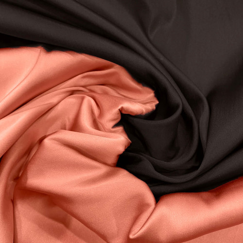 Tissu satin duchesse double-face marron/abricot