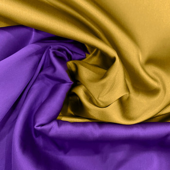 Tissu satin duchesse double-face violet/or