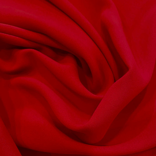 Tissu crêpe 100% polyester rouge