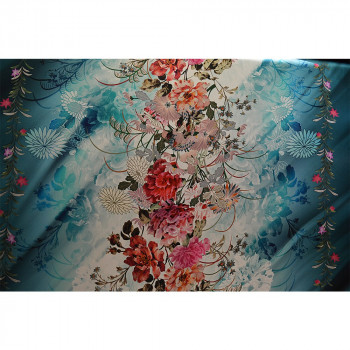 Japanese kimono patterned silk print satin fabric