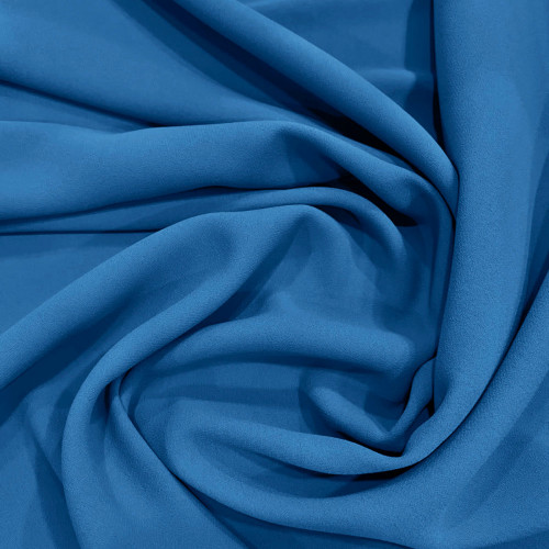 Turquoise blue 100% polyester crepe fabric