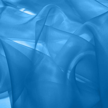 Azure blue silk organza fabric