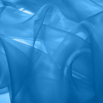 Azure blue silk organza fabric
