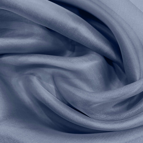 Tissu organza de soie bleu acier