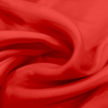 Tissu voile satin double organza de soie rouge vermillon