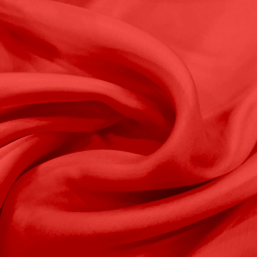 Tissu voile satin double organza de soie rouge vermillon