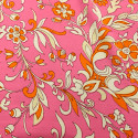 Floral print on pink 100% viscose satin fabric Floral print on pink 100% viscose satin fabric