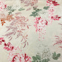 Engraving floral print on light beige 100% viscose satin fabric
