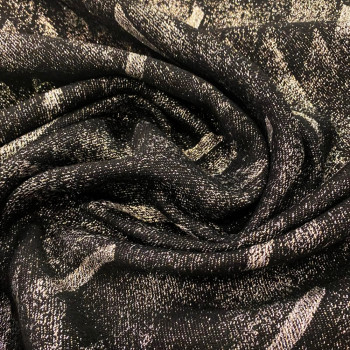 Black diagonal-lamé wool jacquard fabric