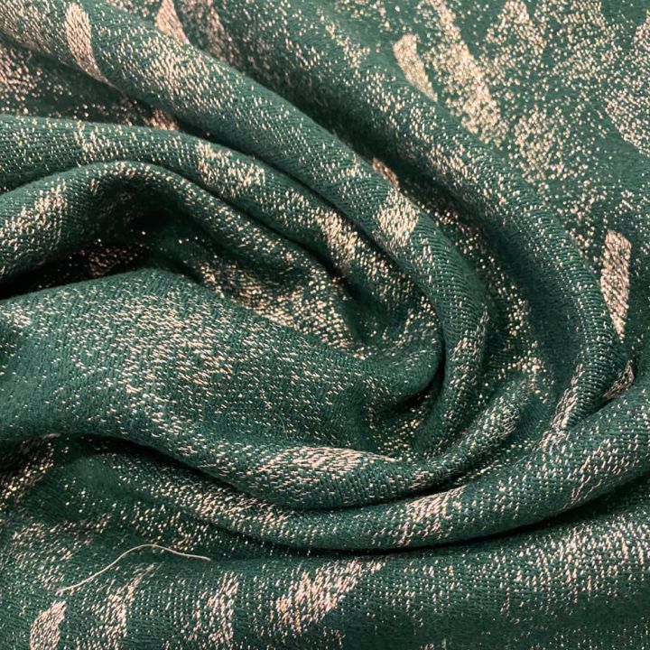 Green diagonal-lamé wool jacquard fabric