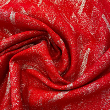 Tissu jacquard de laine lamé oblique rouge
