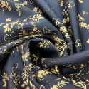 Tissu jacquard de soie bouquet floral bleu marine Tissu jacquard de soie bouquet floral bleu marine