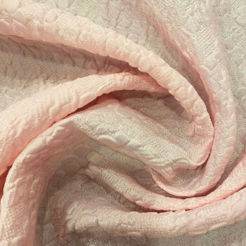 Tissu jacquard de soie organza rose ton sur ton