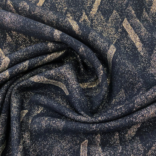 Navy blue diagonal-lamé wool jacquard fabric