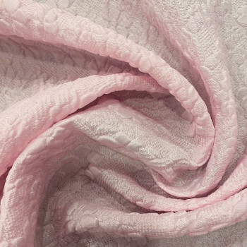 Tissu jacquard de soie organza rose ton sur ton
