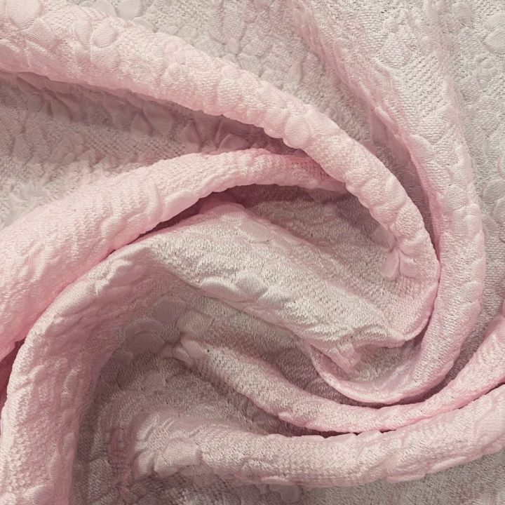 Tissu jacquard de soie organza rose ton sur ton