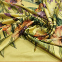 Engraving floral print on yellow 100% viscose satin fabric Engraving floral print on yellow 100% viscose satin fabric