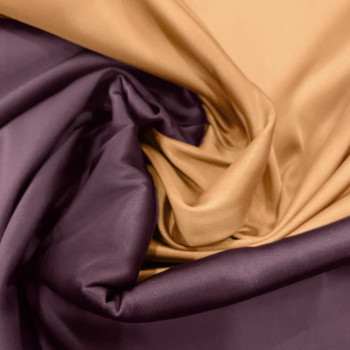Eggplant/melon double-sided duchess satin fabric