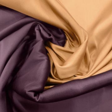 Eggplant/melon double-sided duchess satin fabric