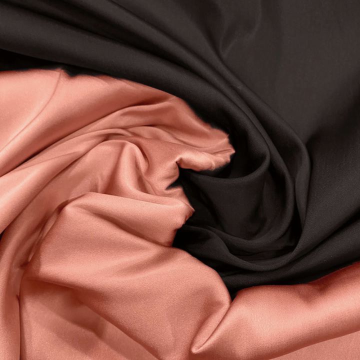 Brown/apricot double-sided duchess satin fabric