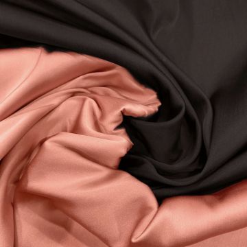 Brown/apricot double-sided duchess satin fabric