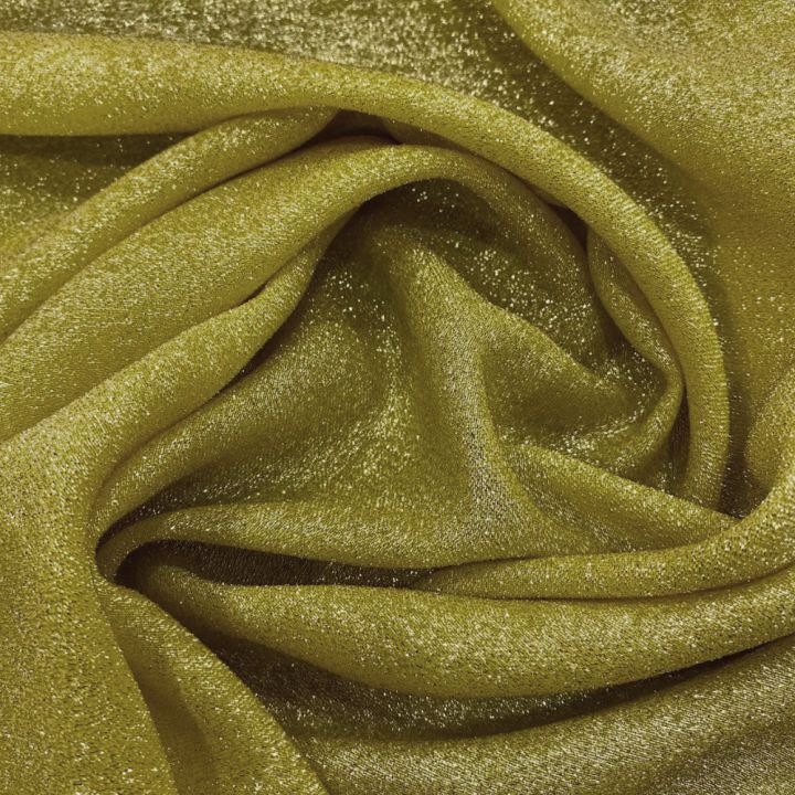 Yellow sequined silk lamé fabric