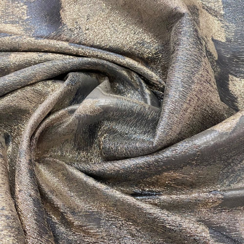 Gray/silver geometric lamé silk jacquard fabric