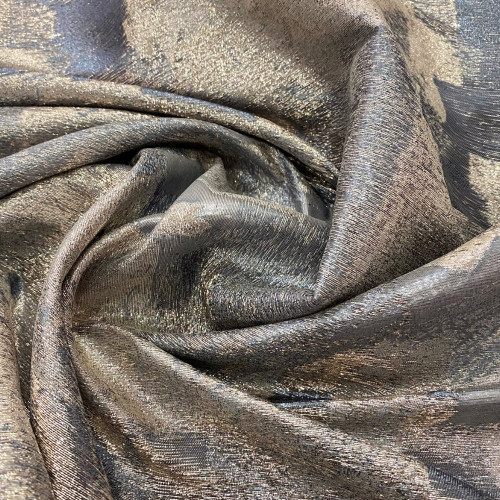 Tissu jacquard de soie lamé géométrique gris/argent