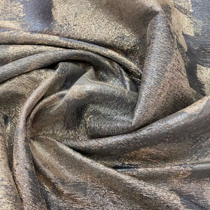 Tissu jacquard de soie lamé géométrique gris/argent