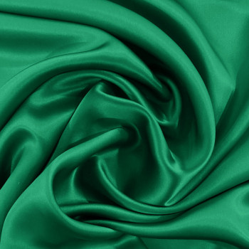 Tissu satin 100% soie vert émeraude (1,40 mètres)