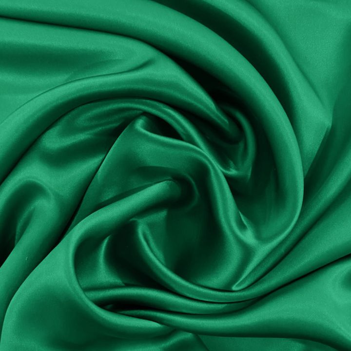 Emerald green satin fabric 100% silk (1.40 meters)