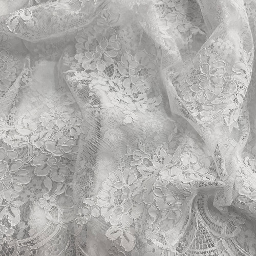 White embroidered lace fabric (2.30 meters)