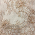 Beige beaded lace fabric Beige beaded lace fabric