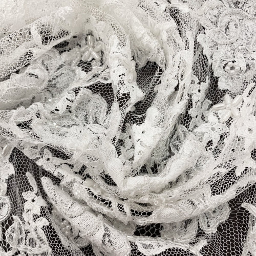 Dentelle de Calais perlée blanc
