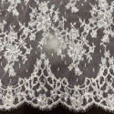 White beaded Chantilly Calais lace
