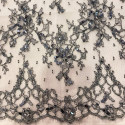 Grey beaded Chantilly Calais lace Grey beaded Chantilly Calais lace